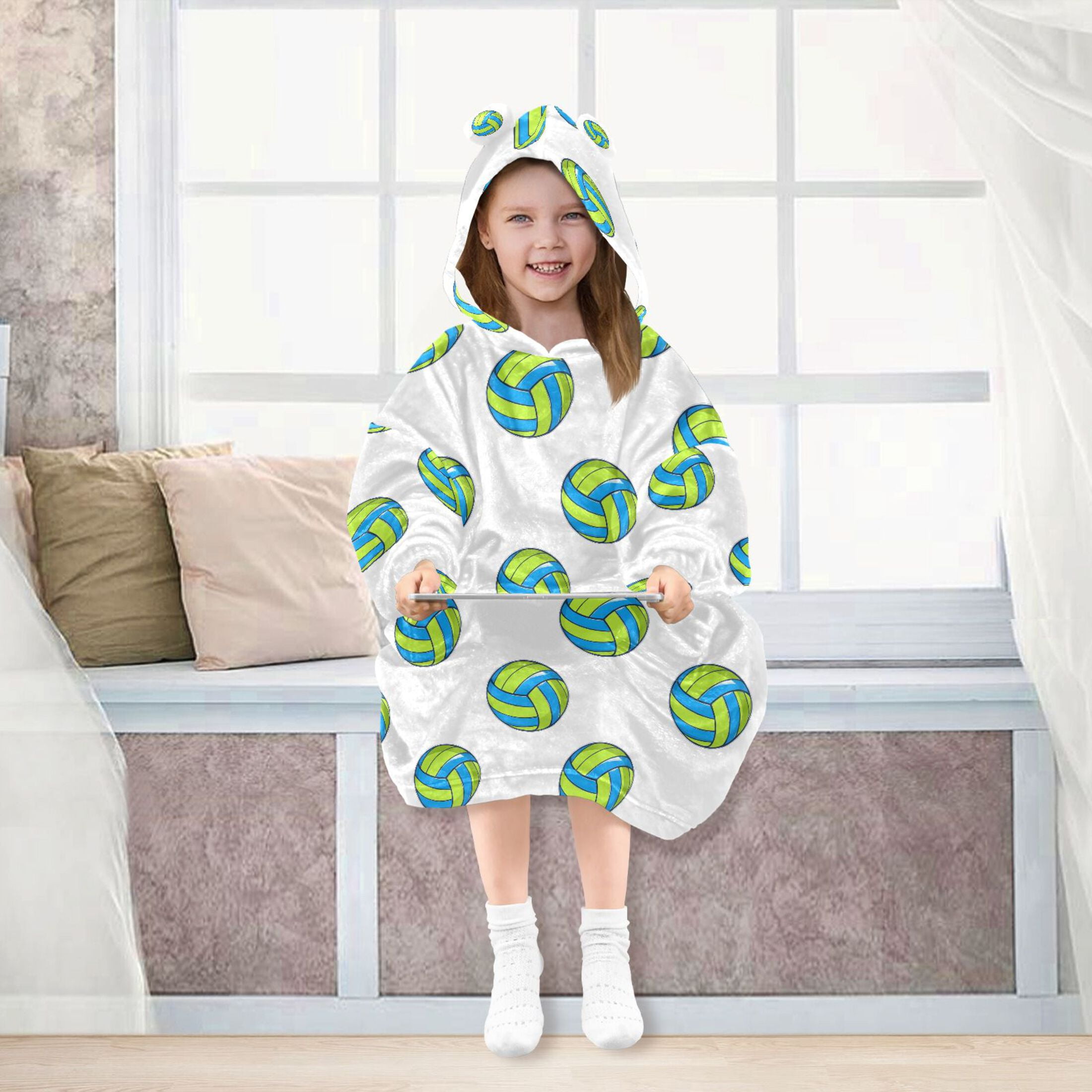 joogoo Wearable Blanket Volleyball Green Hoodie for Oversized Sherpa Hooded 3-14 YR M
