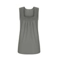 thumbnail image 3 of JGGSPWM Summer Tank Tops for Women Loose Fit Pleated Square Neck Sleeveless Tops Curved Hem Flowy Loose Fit Camisole Trendy Breathable Tees Shirts Gray XL, 3 of 10
