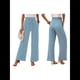 thumbnail image 3 of Pantalones de Salón Anchos para Mujer con Bolsillos, Cintura Alta, Ajustables, con Nudo y Holgados. Azul S, 3 of 7