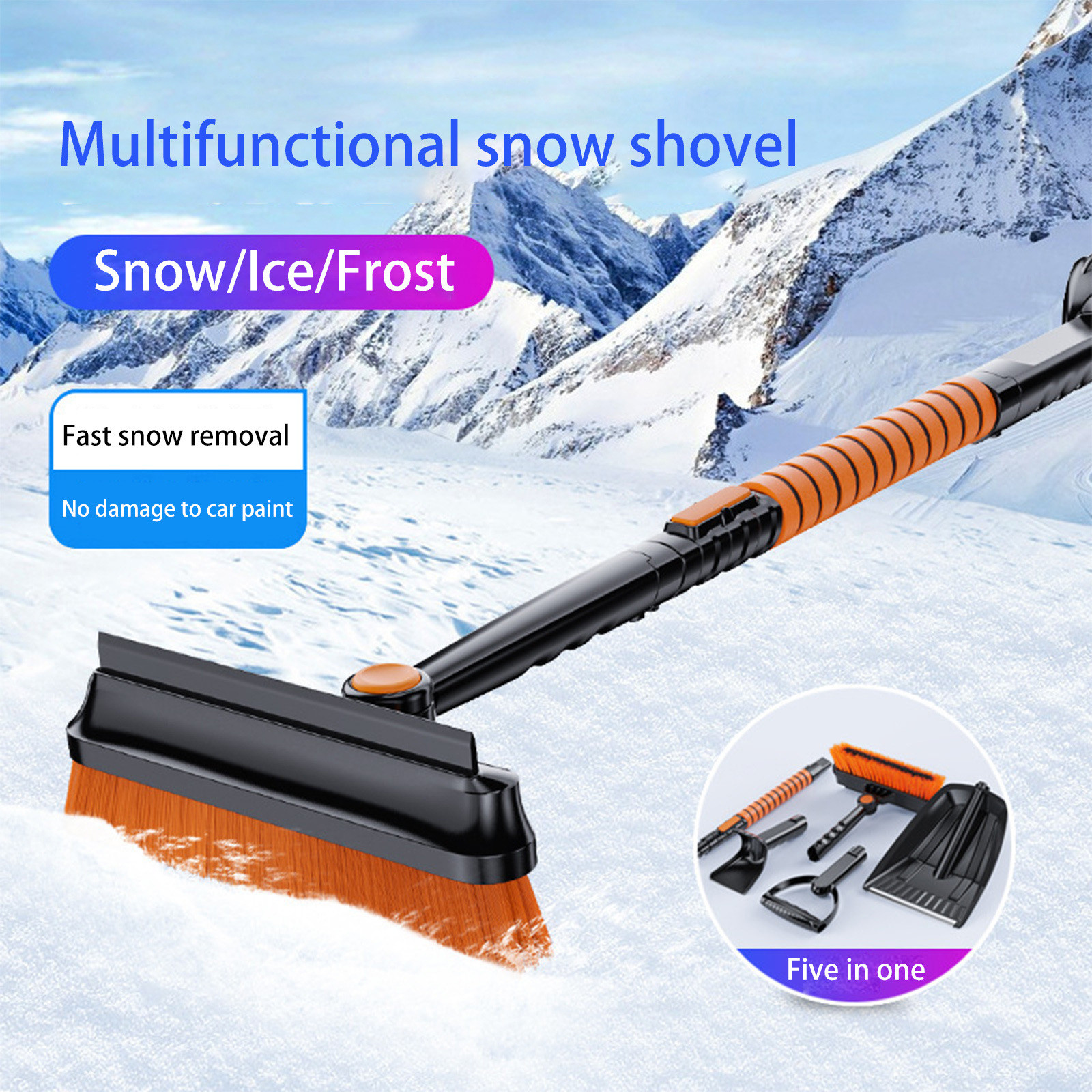 Brosse à Neige Voiture Télescopique 120 Cm - Avec Pelle Et Grattoir - Pour SUV, Camion, Voiture