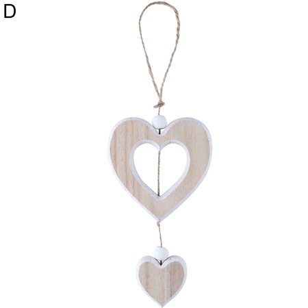 

dianhelloya Nice-looking Heart Pendant Romantic Wood DIY Crafts Hanging Heart Decor Party Supplies