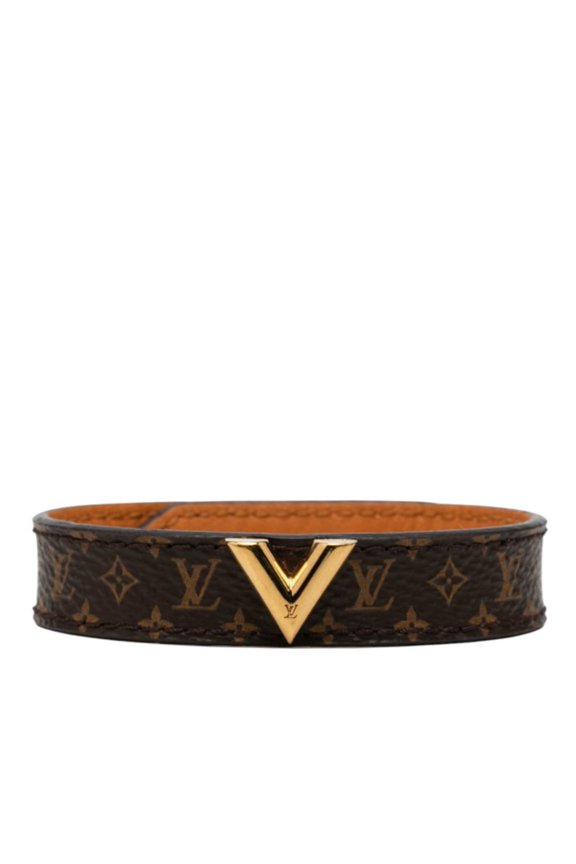 Pre-Owned Louis Vuitton Monogram Essential V Bracelet, Size 17, M6042G, Brown Gold Plated,...