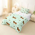 thumbnail image 2 of Homewish Dachshund Bow Twin Comforter Sets,Cute Animal Bedding Set,Green White Stripes Decor,Polkadot Reversible,2 Pieces,1 Comforter and 1 Pillowcase, 2 of 7