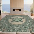 thumbnail image 2 of Design&I 9'x12' Washable Area Rug Snag-Free Turtle Vintage Nautical Wave Frame Motif Starfish Border Ocean Flowing Dynamic for Dining Room, Basement, Large Office, 2 of 7