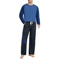 thumbnail image 2 of Feancey Pajama Sets for Men Raglan Long Sleeve Shirt Plaid Bottoms Loungewear Set Color Block Casual Loose Sleepwear 2 Piece Blue XL, 2 of 8