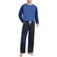thumbnail image 1 of Conjunto de pijama informal de estilo masculino, camisa de manga larga con cuello redondo y cordón en la cintura, pantalones largos holgados, conjuntos para el hogar, pantalones cortos de manga corta, 1 of 7