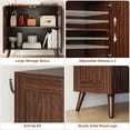 thumbnail image 3 of 31.5" Sideboard Buffet Cabinet with Storage, Modern Fluted Accent Credenza with Doors & Adjustable Shelves, Wood Coffee Bar Console Table for Living Room, Dining Room, Kitchen or Entryway Walnut, 3 of 7