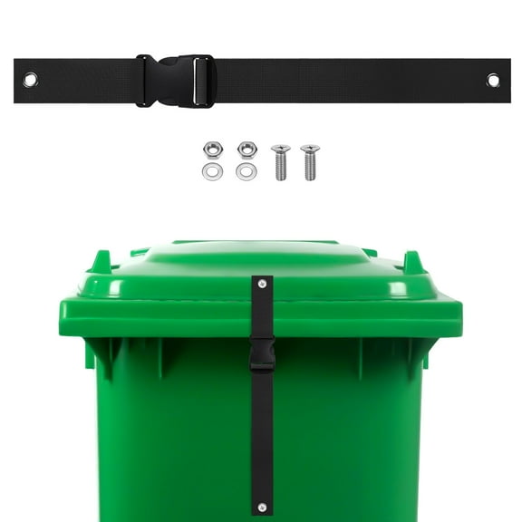 Uxcell 1-Set Trash Can Locks for Animals, 17 Inch Buckle Type Raccoons Bear Proof Garbage Strap Lid Garbage Can Lock [Black]