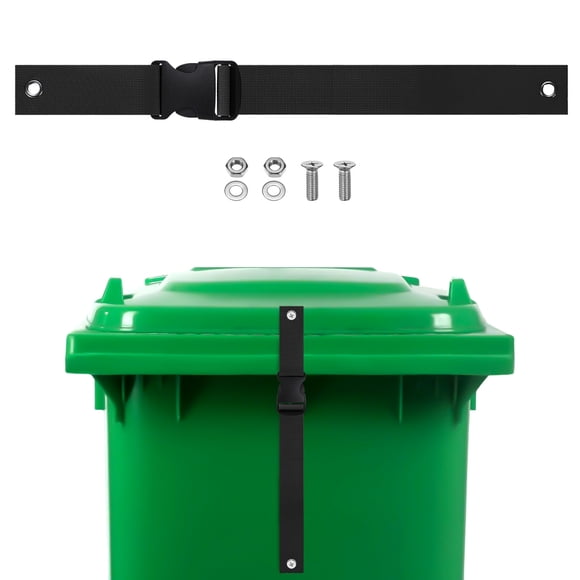 Uxcell 1-Set Trash Can Locks for Animals, 17 Inch Buckle Type Raccoons Bear Proof Garbage Strap Lid Garbage Can Lock [Black]
