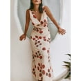 thumbnail image 3 of JYYYBF Womens Long Slim Tank Dress Summer Sleeveless Open Back Deep V Neck Floral Print Dresses, 3 of 8