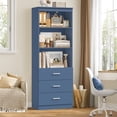 thumbnail image 4 of Homfa 2 Set of Blue Bookcases, 71" Tall Bookcase with 3 Drawers, 3 Tier Wooden Bookshelf for Living Room Home Office, 4 of 8