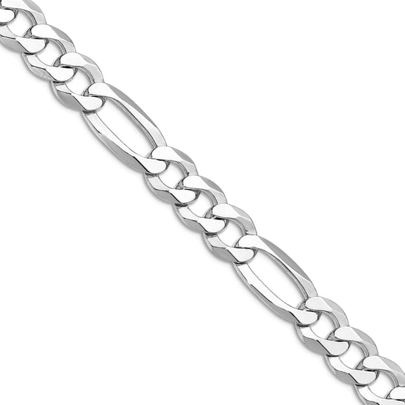 925 Sterling Silver Rhodium Plated 8.5mm Lightweight Flat Figaro Chain Necklace 26 Inch Chain Necklace for Women and Men