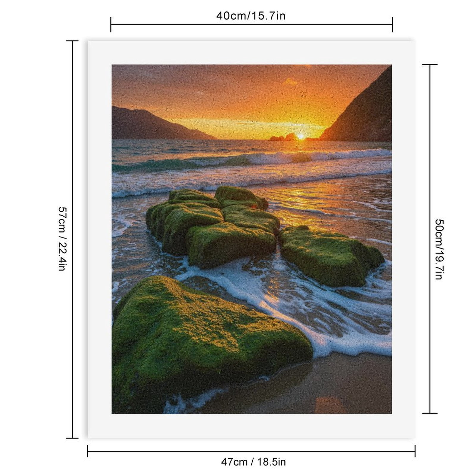 Paint by Numbers Kit for Adults, Sunset Ocean Mossy Rocks Serenity Paint by Numbers, Easy Paint by Numbers Kit for Adults Beginner, DIY Adult Paint by Number Kits on Canvas, Home Decor