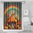 thumbnail image 1 of Rideau de Douche Arc-en-Ciel Citrouille Champignon d'Automne, Rideau de Bain Réutilisable avec Crochets Rideaux en Tissu Polyester Rétro pour Jour de l'Action de Grâce Fête d'Automne Décoration Maison, 1 of 5