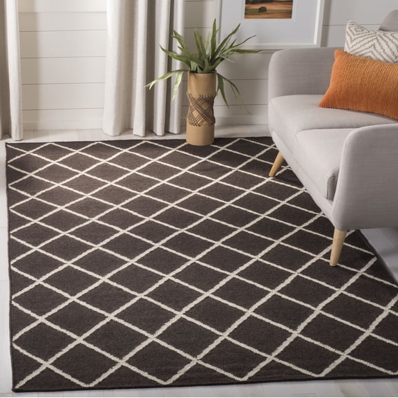 Safavieh Dhurries Victor Geometric Area Rug, Brown/Ivory, 6' x 9'