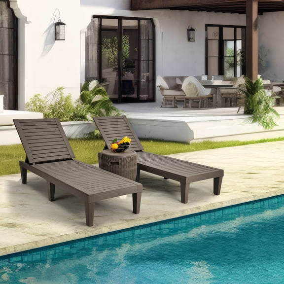 Uforic  1 Pcs Chaise Outdoor Lounge Chair, Loungers Easy Assembly & Lightweight, Adjustable for Patio Brown