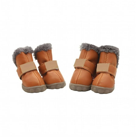 GASTROPOD 4Pcs Dog Shoes Anti-Slip TPR Sole Dog Boots & Paw Protectors Magic Tape Design Outdoor Comfort Dog Rain Boots 3.8x4.3cm Deep Brown