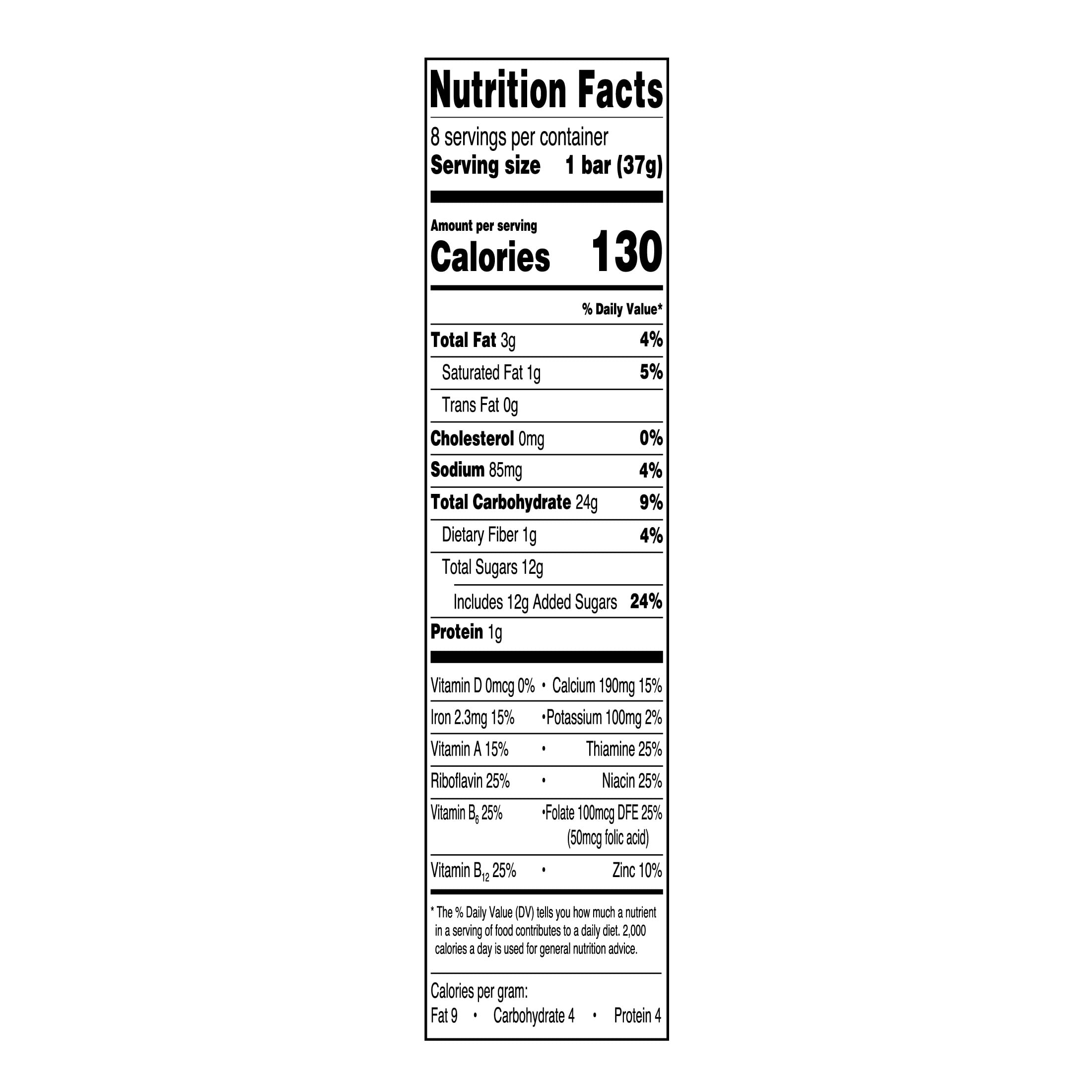 Great Value Fruit & Grain Cereal Bars, Mixed Berry, 10.4 oz, 8 Count