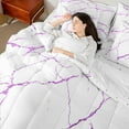 thumbnail image 5 of Manfei Marble Texture Road 7pcs Bedding Comforter Set,Modern Minimalist Artistic Queen Bedding Sets,Purple White Queen Sheet Sets For Adults,Microfiber Room Decoration, 5 of 9