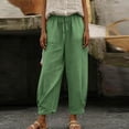thumbnail image 5 of Cmtiyu Cotton Pants for Women, Baggy High Waist Drawstring Straight Leg Pants, Casual Travel Vacation Trousers With Pockets, S-3XL, 5 of 10