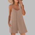 thumbnail image 2 of TrendOFT Combinaison d'Été pour Femmes Décontractée Sans Manches Shorts Unis à Bretelles Combinaisons une Pièce Khaki m, 2 of 5