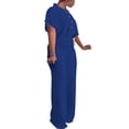thumbnail image 2 of Aomice Women's Summer 2 Piece Outfits Casual Tracksuit Short Sleeve Button Down Crop Top Wide Leg Long Pant Lounge Sets-L-Blue, 2 of 5