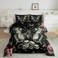 thumbnail image 2 of Manfei Moth Skull Bedding Sets Full with Comforter,Happy Halloween Duvet Insert,Floral Butterfly Comforter Sets Full Size,Breathable Teens Bedroom Decor,Reversible,3pcs, 2 of 8