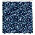 thumbnail image 3 of Bohemian Shower Curtain, Tribal Ethnic Pattern as Folkloric Geometric Textures with Shades of Blue Print, Fabric Bathroom Set with Hooks, 69W X 70L Inches, Multicolor, by Ambesonne, 3 of 3