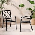 thumbnail image 2 of SUNCROWN Patio Metal Outdoor Dining Stackable Wrought Iron Porch Chair Set of 2, Black, 2 of 6
