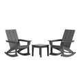 thumbnail image 2 of WestinTrends Ashore 3 Piece Patio Rocking Chair Set, All Weather Poly Lumber Adirondack Rocker Bistro Set Porch Patio Chairs Set of 2 with Large Side Table, Gray, 2 of 11