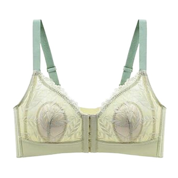 FhsagQ Bra Women Bras Dress with Sleeves Super Soft Wireless Light Comfortable Bra No Sponge Ultrathin Front Buckle Underwear Female Large Size Gathering No Steel Ring Top Support Green 80D