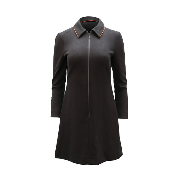 Pre-Owned Cefinn Zip Front A-Line Dress in Black Polyester