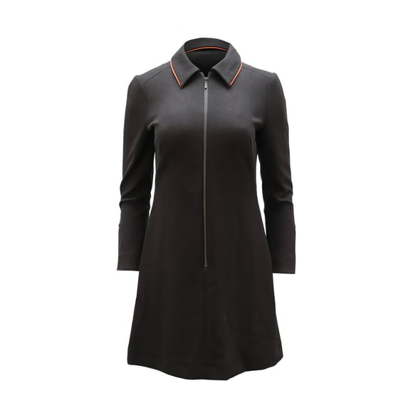 Pre-Owned Cefinn Zip Front A-Line Dress in Black Polyester