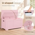 thumbnail image 4 of Storage Chest, 39 inches Chest Box Organizer with 2 Safety Hinges, Wooden Entryway Shoe Organizer Storage Bench, Pink, 4 of 7
