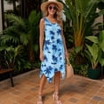 thumbnail image 2 of Garronmavis Couples Vacation Outfits Matching Sets Blue Palm Leaf Button-Down Shirt for Men Lightweight Shirts Blouse and Womens Sleeveless Dress A-Line Beach Dress, 2 of 7