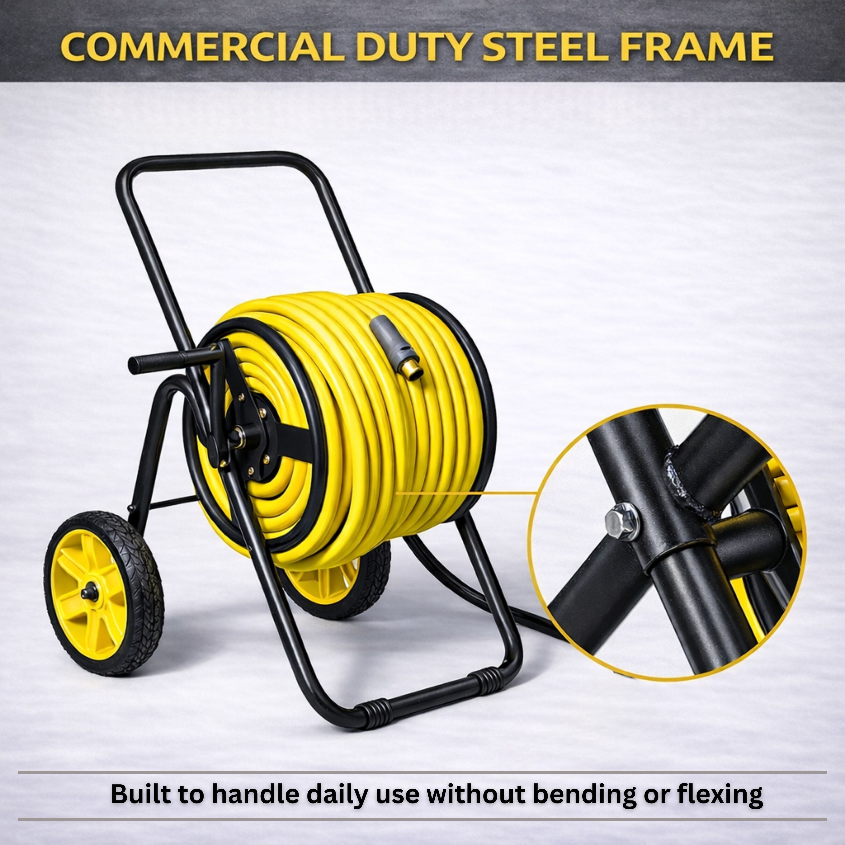 2-Wheel Hose Reel Cart, Residential Duty Hose Reel with Wheels, Outdoor Water Hose Reel for Backyard, Garden, or Lawn, Metal Hose Carts