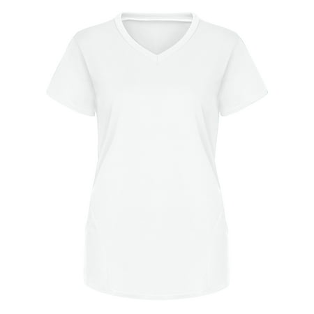 

Slim Fit Scrub Ladies Oversize Office Pocketed Shirt Baggy Sleeve Thin Summer Solid Color Cool Vneck Simple Shirt Ladies
