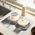 thumbnail image 2 of Yayeee Dish Drying Mat for Kitchen Counter 16" x 18" Microfiber Super Absorbent Coffee Decorative Pad, Gray Hexagons, 2 of 9