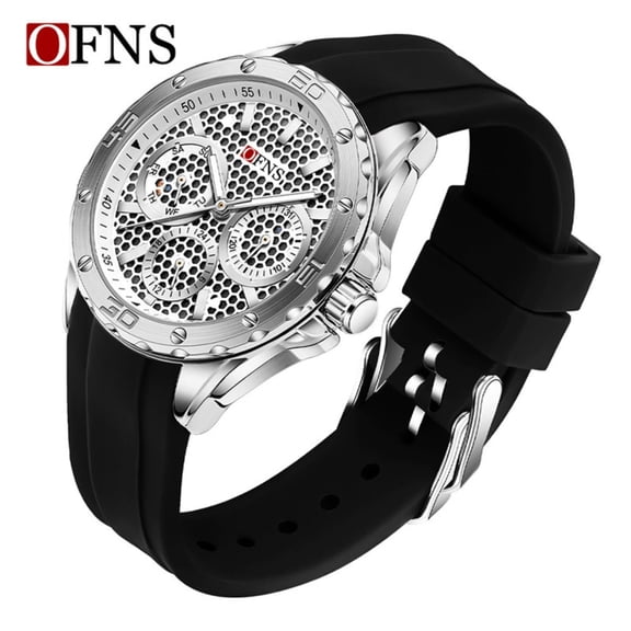DESIGNICE Fashion Quartz Watch – Waterproof Daily Wear,6-Hand Dial,Date Display,Unisex Silicone Strap