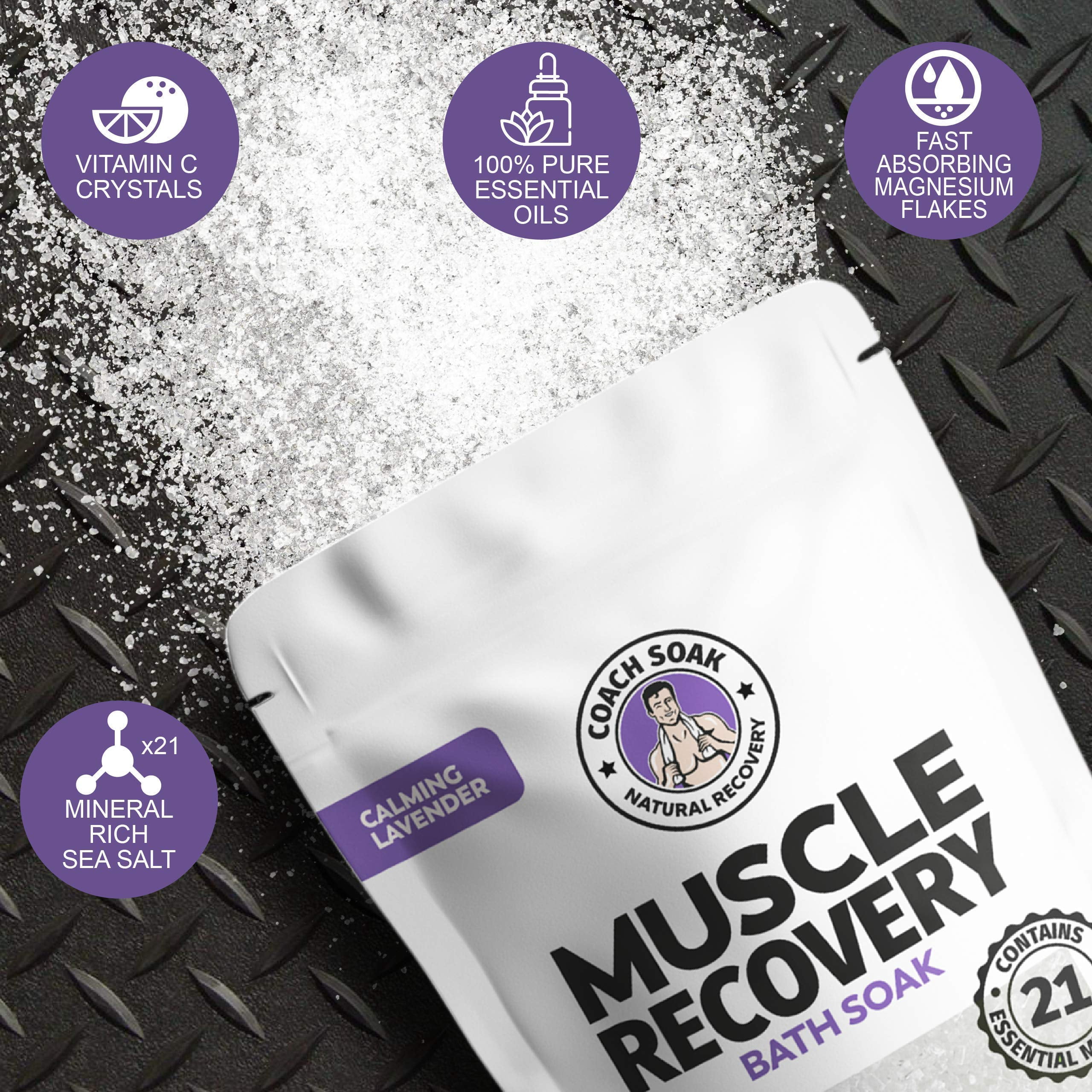 Coach Soak Magnesium Bath Soak Lavender Muscle Recovery Joint Relief Relaxing Mineral Bath Salts