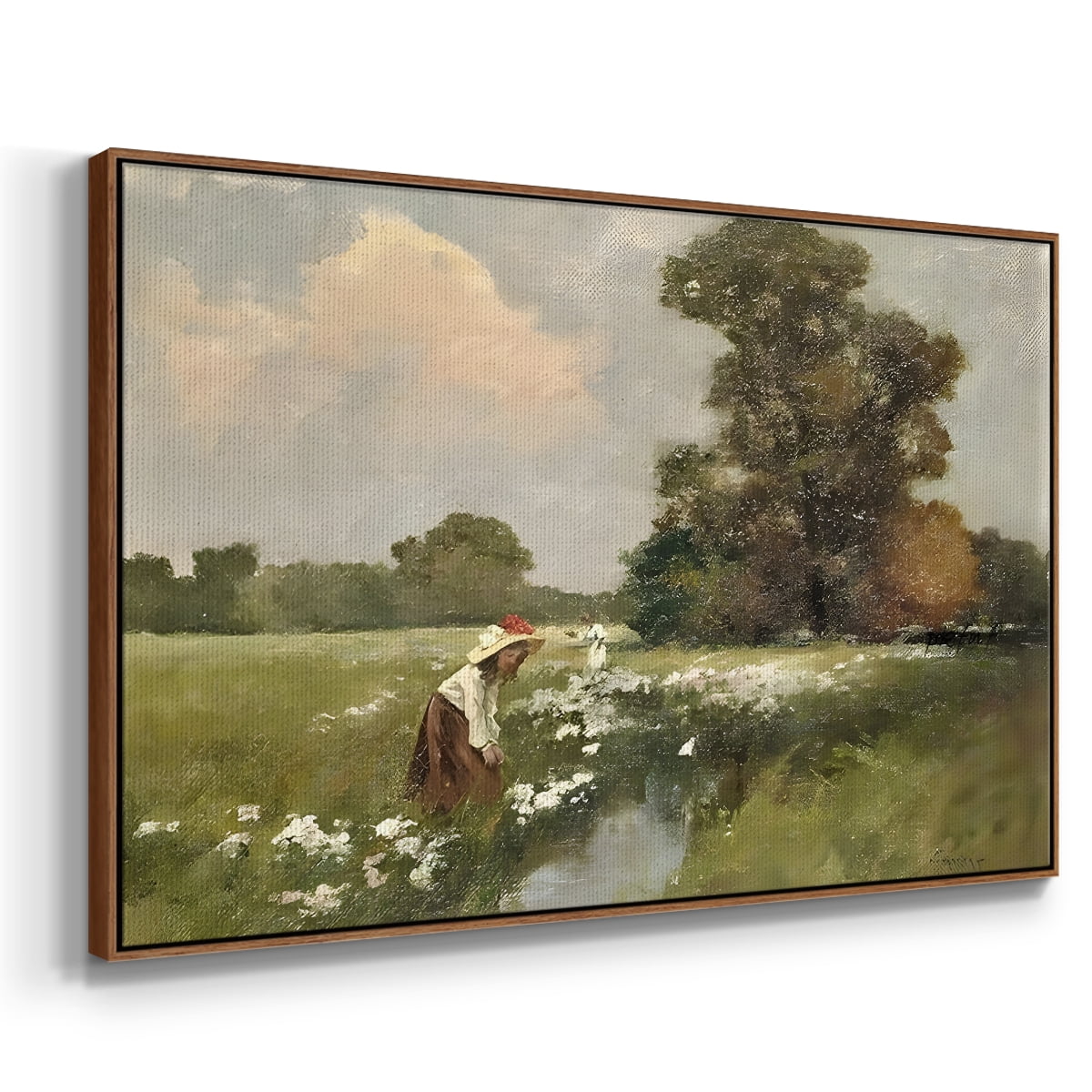 Vintage Landscape-CCLXII By Wexford Home Framed in Walnut Wood Gallery Wrapped Canvas 27 in. x 41 in.