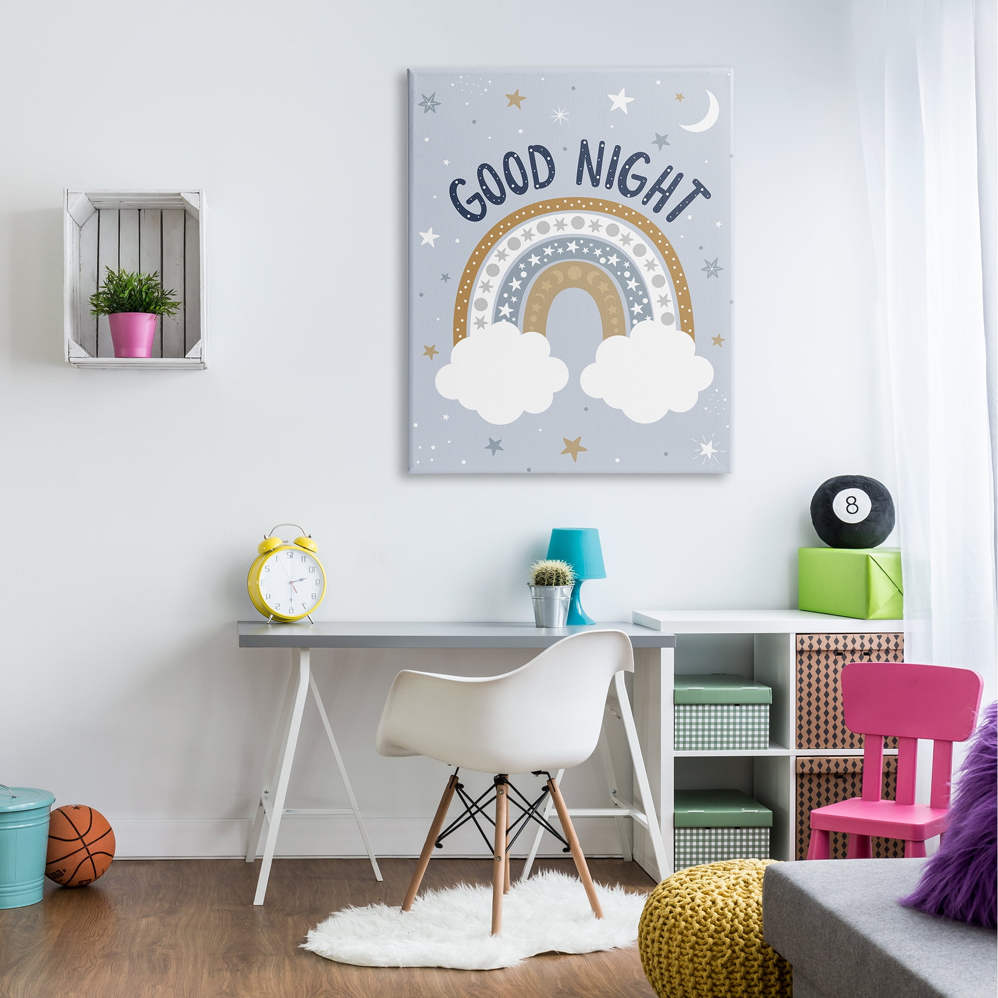 Stupell Industries Good Night Astronomical Rainbow Outer Space Symbol Stripes,36 x 48, Design by Ilis Aviles
