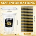 TRAHOO50 Sets 60th Birthday Party Plastic Cups with Lids and Straws 16