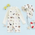 thumbnail image 2 of KPOPLK Baby Boy Swimsuit Rash Guard Swimwear Zipper Toddler Boy One Piece Bathing Suit With Hat Sun Protection Sunsuit(White,6-12 Months), 2 of 8