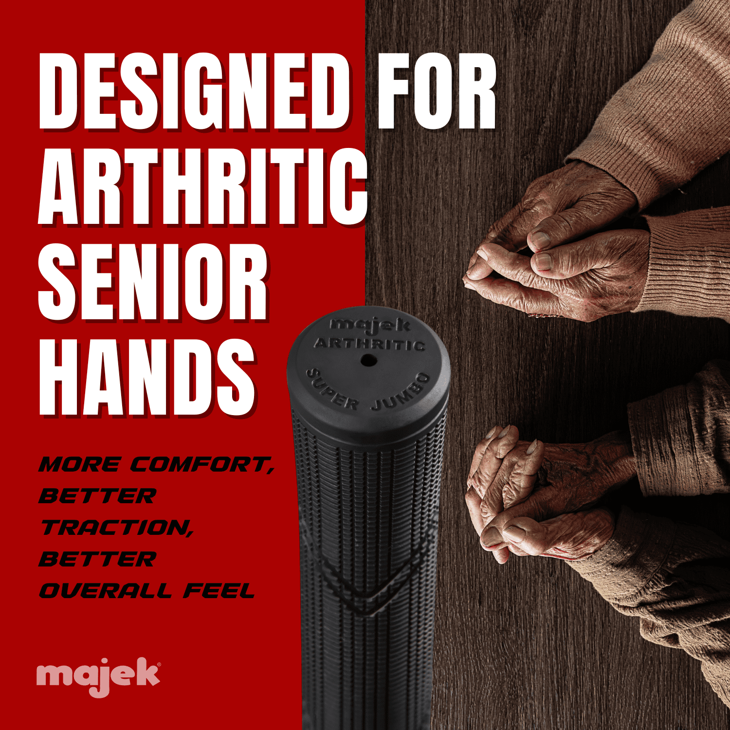 Majek Golf Club Grips- Super Jumbo Arthritic Extra Large Tour 360 Degree Black - NO LOGO - Round .600 Extra Large XL XXL Great for Tall Golfers with Big Hands - Premium Rubber Golf Grip - 3 Pack