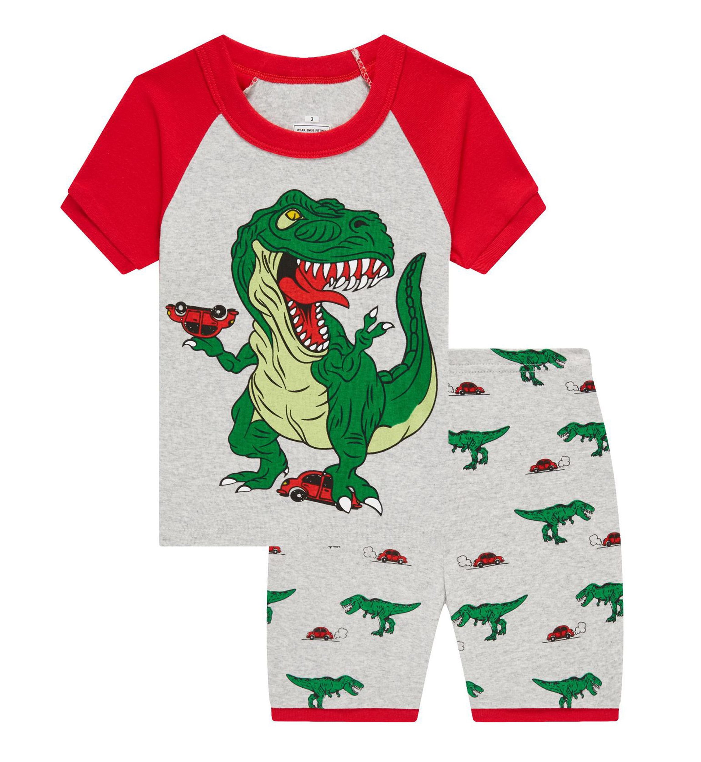 Aolyty Toddler Boys Pajamas Set Dinosaur Tops Short Pants Sleepwear 5T