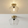 thumbnail image 5 of FRIDEKO HOME 9.84" Modern Semi Flush Mount Ceiling Light with Clear Textured Glass Shade, E26 Base, Vintage Ceiling Light Fixture for Hallway Kitchen Bedroom Living Room, Brass Gold (Without Bulb), 5 of 11