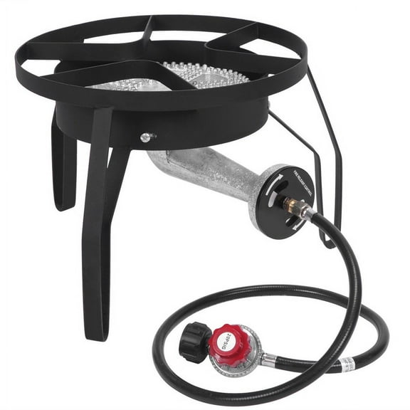 High-Pressure Gas Burner Stove - 200,000 BTU, Cast Iron, 20 PSI Regulator, Adjustable for Camping/Parties/Home Brewing