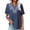Blue, variant on Ruyang Women's Cotton Linen Embroidery Shirt V Neck Solid Color Female Art Loose Pullover Short Sleeve Top Shirts for Women Casual Summer
