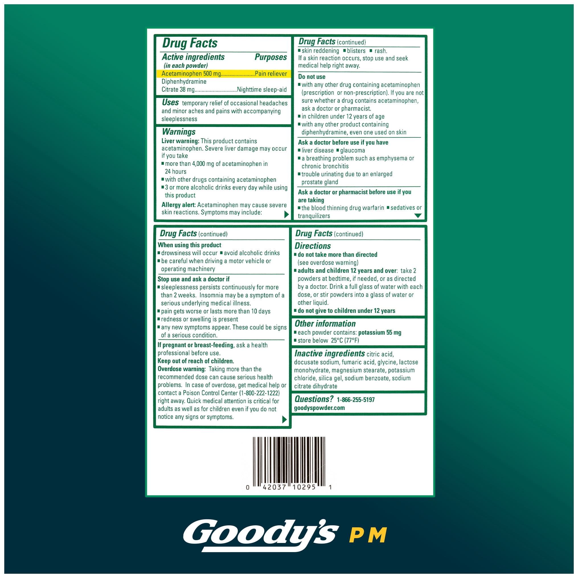 (2 pack) Goody's PM For Pain with Sleeplessness Nighttime Powder, Sleep Support, 16 Powder Sticks